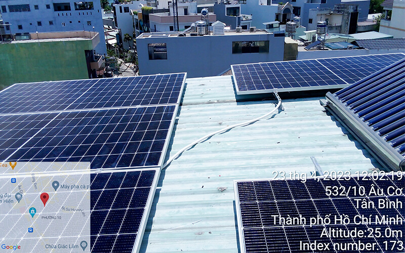 Hệ thống điện mặt trời hoà lưới 5KW - Âu Cơ, Quận Tân Bình, Tp. HCM